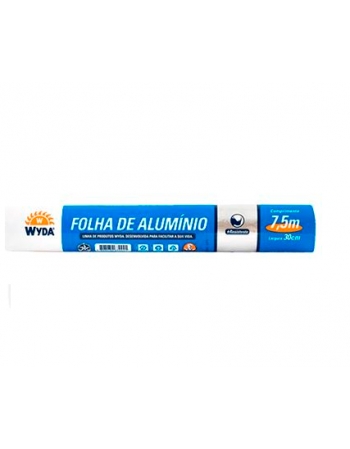 Rolo Papel Alumínio Wyda 7,5m x 30cm