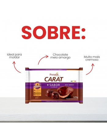 Chocolate Carat Coverlux Barra 1/2 Amargo 1,01kg - Puratos