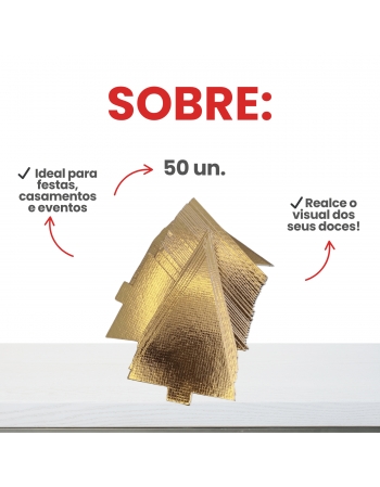 Porta Docinho Triangular Ouro 9cm 50 Unidades