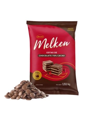 Chocolate Melken 70% Cacau 1,05kg Gotas Harald