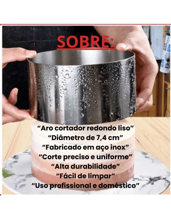 Aro Cortador Redondo Liso Inox 7,4cm Doupan