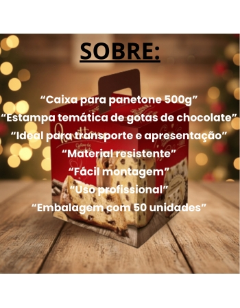 Embalagem Caixa Para Panetone Gotas de Chocolate 500g com 50 unidades