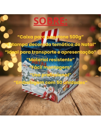 Embalagem Caixa Para Panetone Decorada Natal 500g ccom 50 unidades
