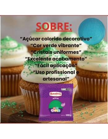 Açúcar Colorido Mil Cores Verde 300gr Mavalério