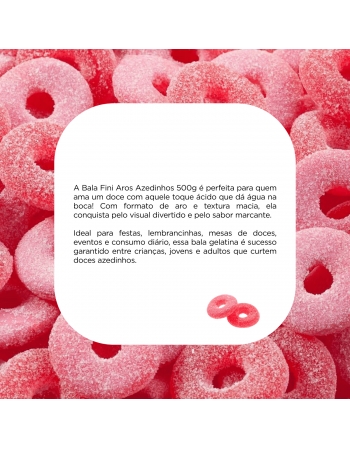 BALA DE GELATINA AROS DE MORANGO AZEDNIHOS 500G FINI