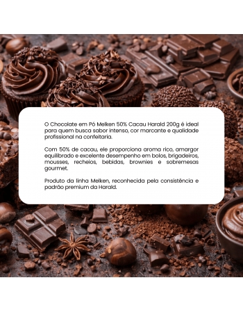 Chocolate em Pó Melken 50% Cacau Harald 200gr