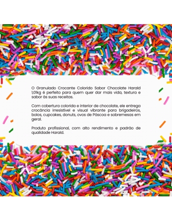 Granulado Crocante Colorido Sabor Chocolate Harald 1,01kg