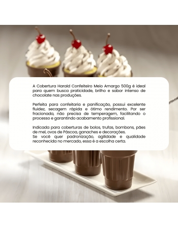 COBERTURA HARALD CONFEITEIRO MEIO AMARGO 500GR