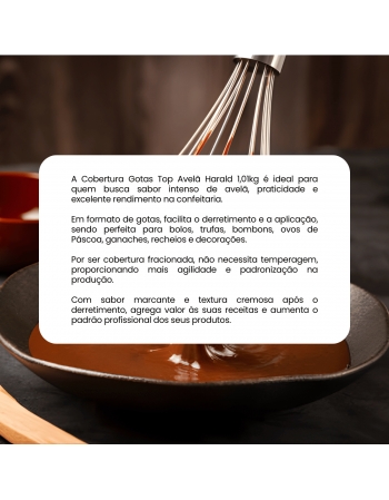 Chocolate Cobertura Gotas Top Avelã 1,01kg Harald