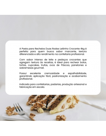 Pasta Recheio Leitinho Crocante 4kg Duas Rodas