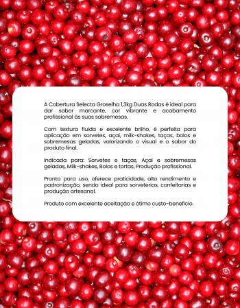 Cobertura Selecta Groselha 1,3kg Duas Rodas