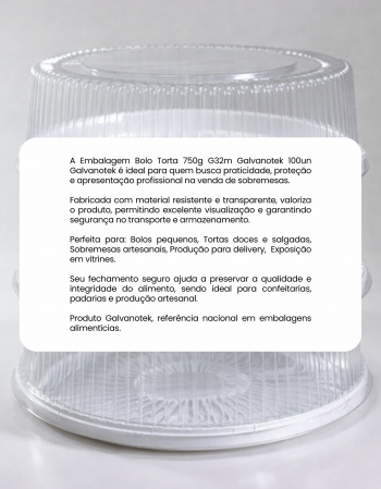 Embalagem Bolo Torta 750g G32m Galvanotek 100un