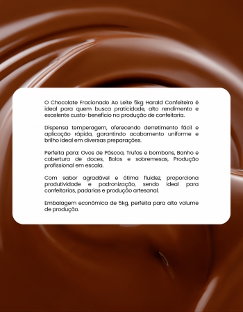 Chocolate Fracionado Ao Leite 5kg Harald Confeiteiro