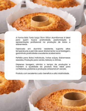 Forma Bolo Torta Suíça 13cm 100un Alumiformas Branco