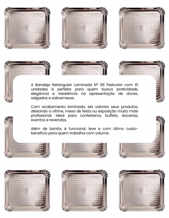 Bandeja Retangular Laminada Nº6 Festcolor 10un