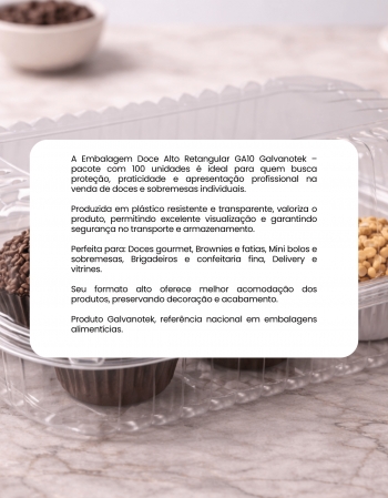 Embalagem Doce Alto Retangular Ga10 Galvanotek 100un
