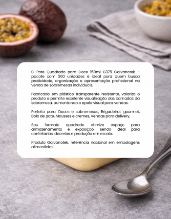 Pote Quadrado 150ml G375 Galvanotek 360un