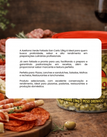 Azeitona Verde Fatiada San Carlo 1,8kg