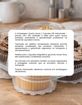 Embalagem Quatro Doces Cupcake G15 Galvanotek 100un
