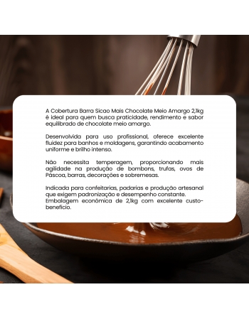 Cobertura Barra Sicao Mais Chocolate Meio Amargo 2,1kg