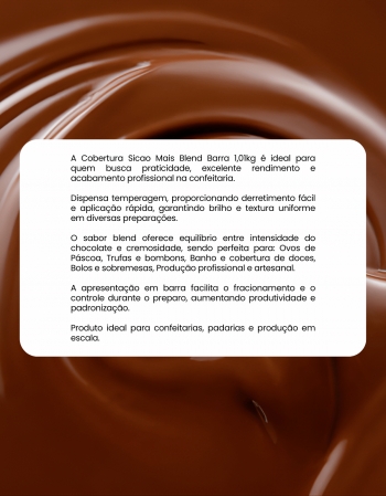 Cobertura Sicao Mais Barra Chocolate Blend 1,01kg