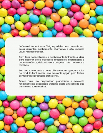 Coloreti Neon Jazam 500g Confeito Colorido