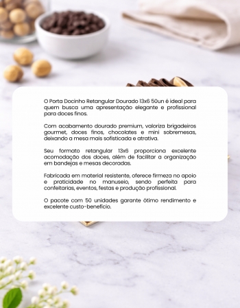 Porta Docinho Retangular Dourado 13x6 50un