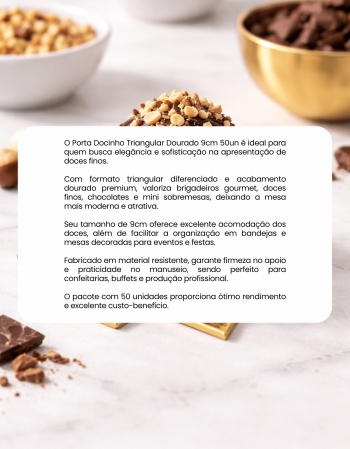 Porta Docinho Triangular Ouro 9cm 50 Unidades