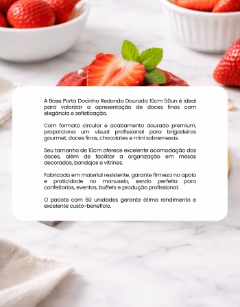 Base Porta Docinho Redonda Dourada 10cm 50un