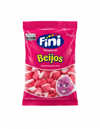 Bala De Gelatina Fini Beijos Morango 500g