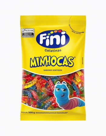 Bala De Gelatina Fini Minhocas 500g